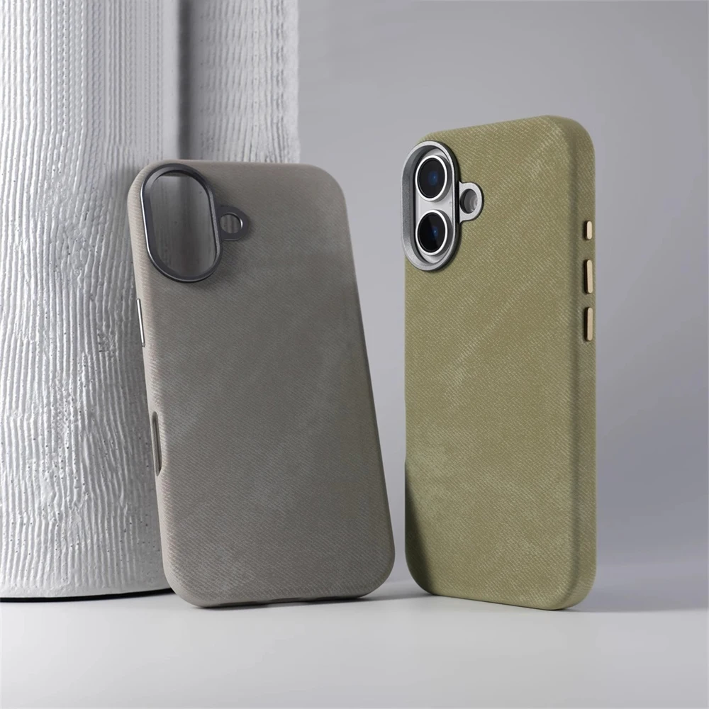 Metal Lens Flannel Fiber Magnetic Shockproof Leather Case For iPhone 17 Air 16 15 14 13 12 Pro Max Magsafe Wireless Charge Cover