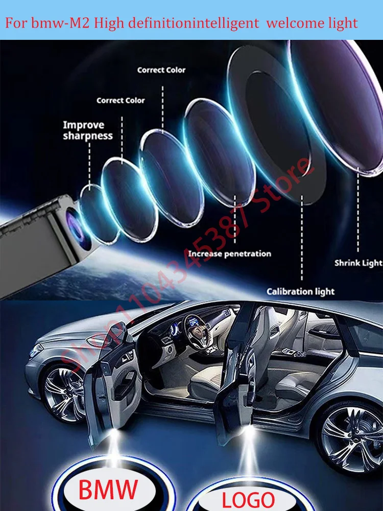 

For bmw-M2 high-definition welcome light, nowiring, carbon fiber pattern infrared door sensing projection light, LOGO floor