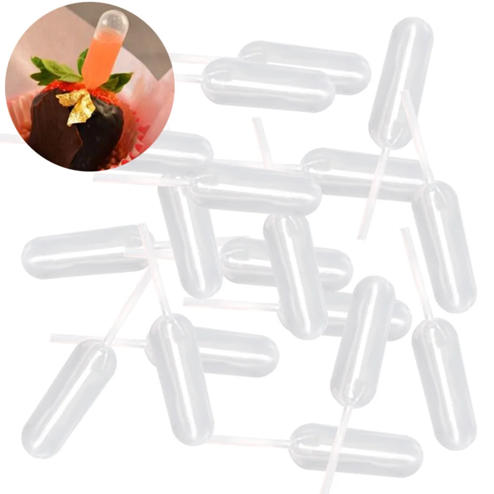 

50pcs 4Ml Ice Cream Creamer Straw Disposable Plastic Cake Dropper For Dessert Chocolate Party Supplier Injection Pipette