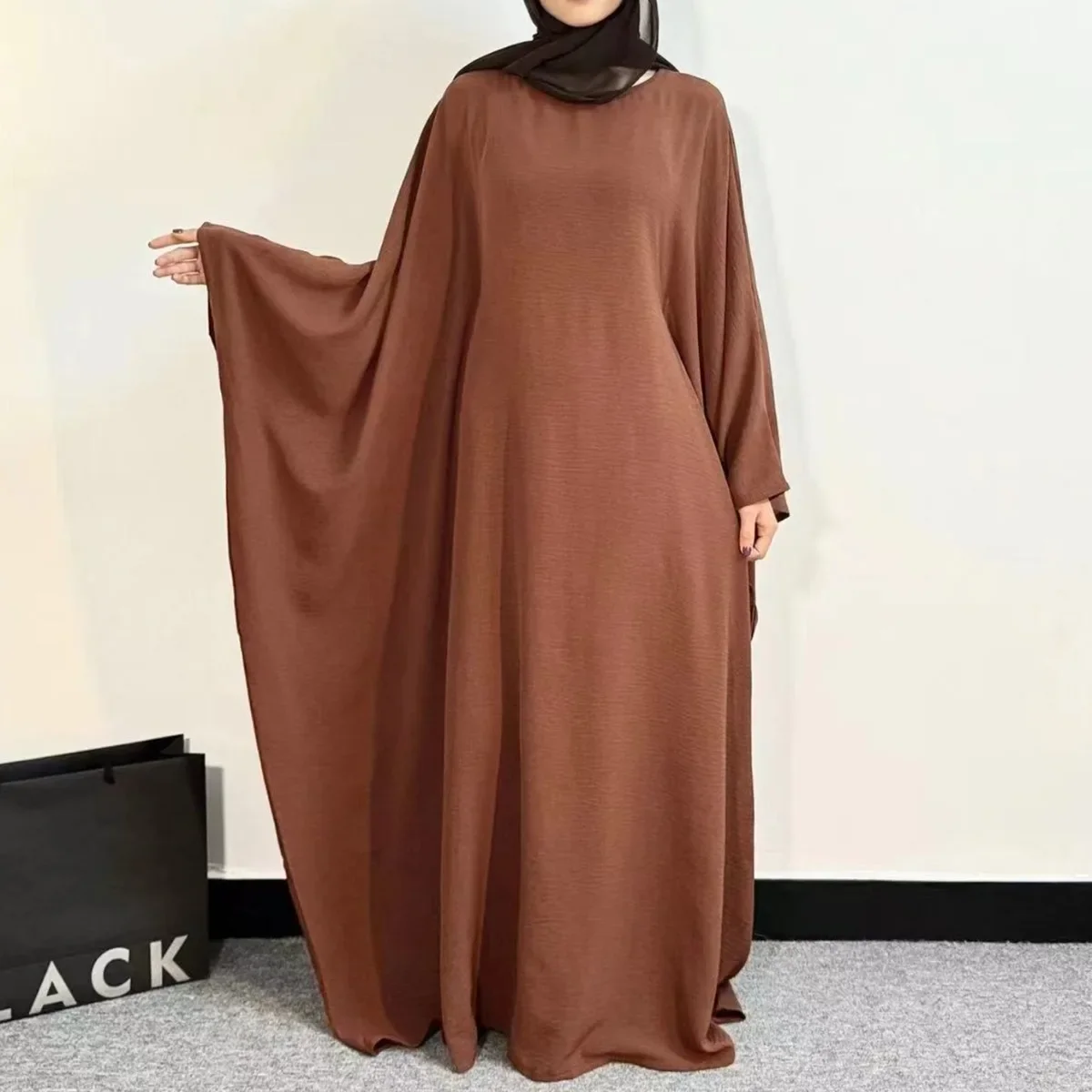 Muslim Abayas Loose Ramadan Maxi Dresses Women Jilbabs Full Sleeve O-neck Casual Solid Robe Islamic Dresses Muslim Dress