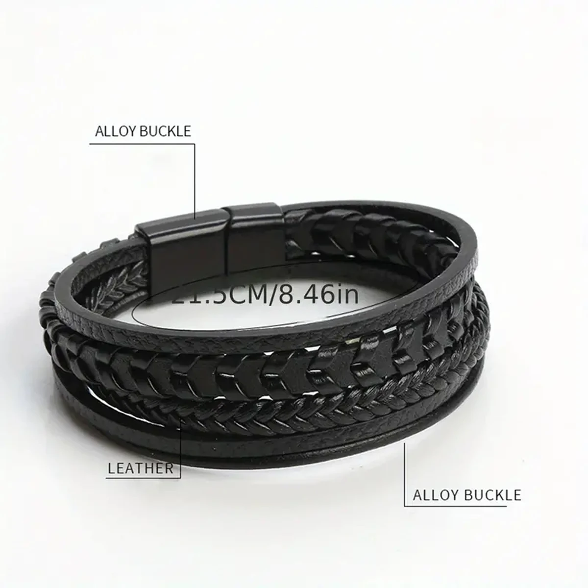 1pc Mode Zubehör MÄNNER Mehrschichtige Vintage Leder Seil Geflochtene Armband Legierung Magnetische Schnalle Armband – Detail 9