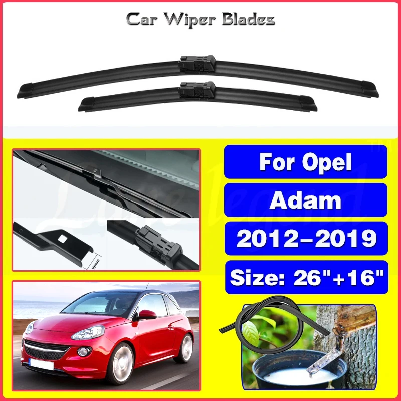 

Car Wiper For Opel Adam 2012-2019 Front Wiper Blades Soft Rubber Windscreen Wipers Auto Windshield 26"+16" 650mm + 400mm