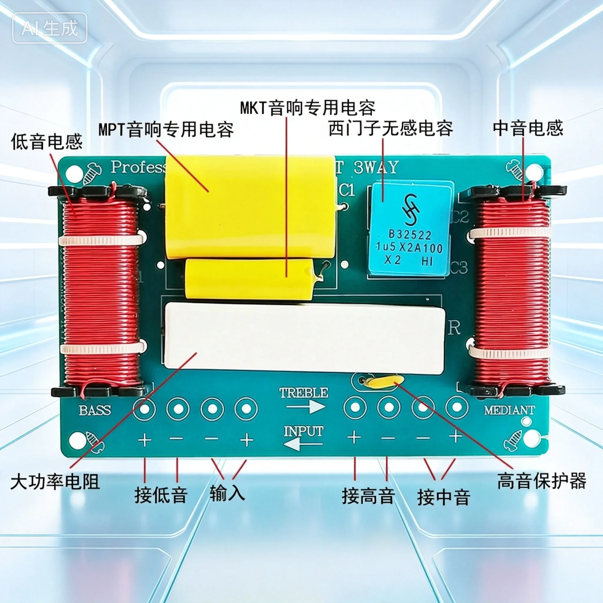 for Hi‑Fi Car Speaker 3‑Way Crossover 120W Three Frequency Divider Board DIY Audio Modification