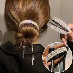 Pinzas para el cabello con borla de diamantes de imitación para mujer, pasadores, diadema, accesorios para el cabello de moda, elegante, lujo