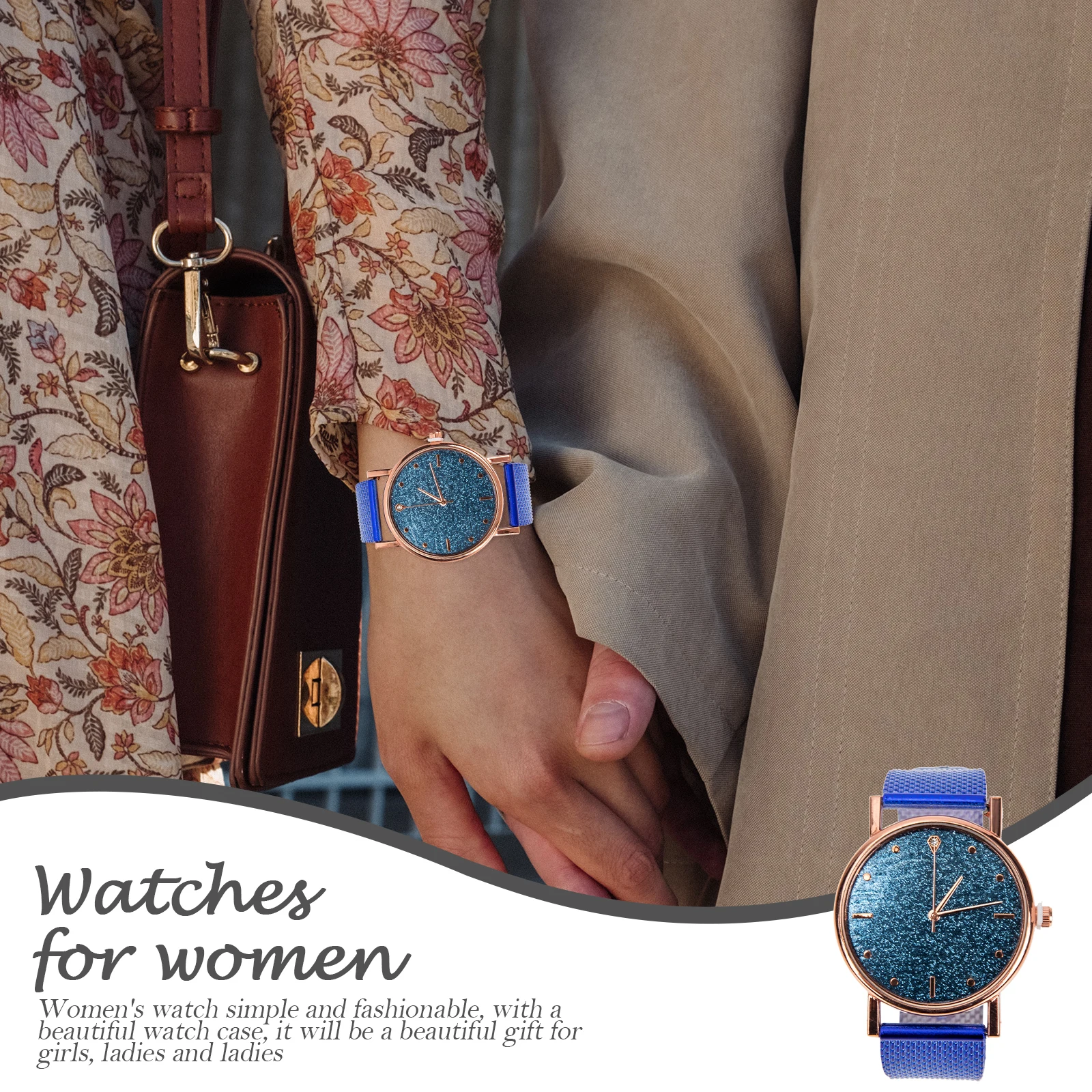

Quartz Watch Women's Watches for Fashionable Glass Mirror with Silicone Band Wrist Child