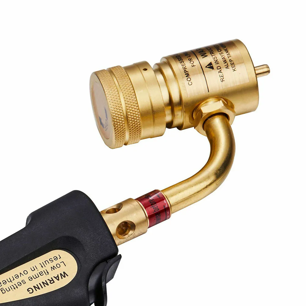 Propane Mapp Gas Turbo Torch Head Brass Nozzle with Self Ignition Trigger Adjustable Regulator Welding HVAC Brazing BBQ Plumb