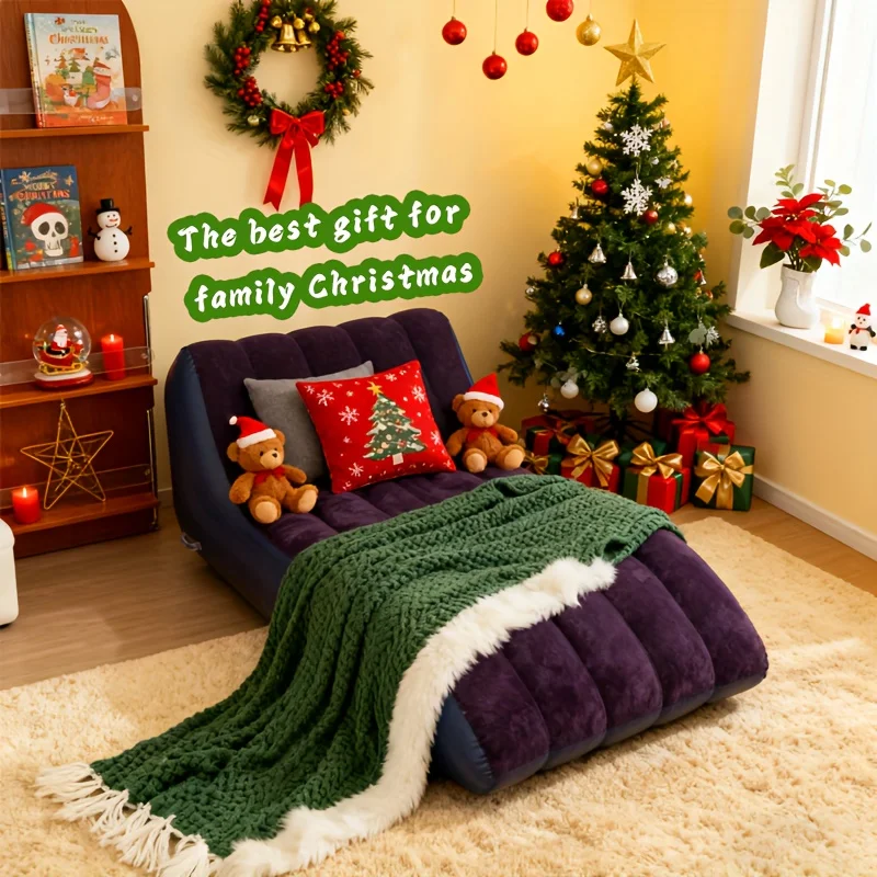 Outdoor Inflatable Velvet Lazy Sofa Tent Portable Camping Home Use S-Shape Lazy Sofa for Relaxing And Reclining