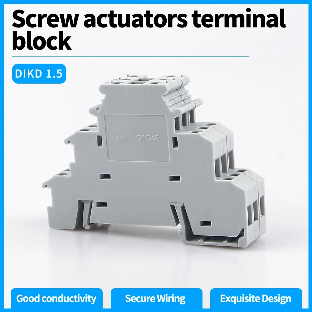 50Pcs Din Rail Terminal Block DIKD-1.5 Three Layer 3 Level Sensor Actuator Triple Wire Connector DIKD1.5 Wire Conductor