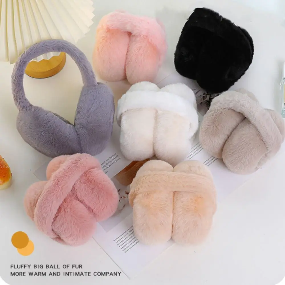 Fashion Plush Warm Earmuffs Men Women Adults Autumn Winter Foldable Soft Thicken Solid Color Ear Accessories