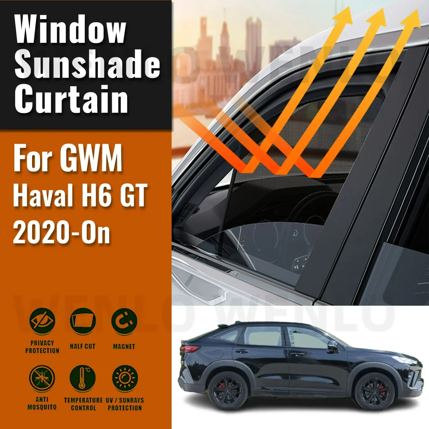 For GWM Haval H6 GT Coupe 2024 2023-2020 H6S Car Curtain Window Sunshade Covers Magnetic Sun Shade Visor Solar Auto Accessories