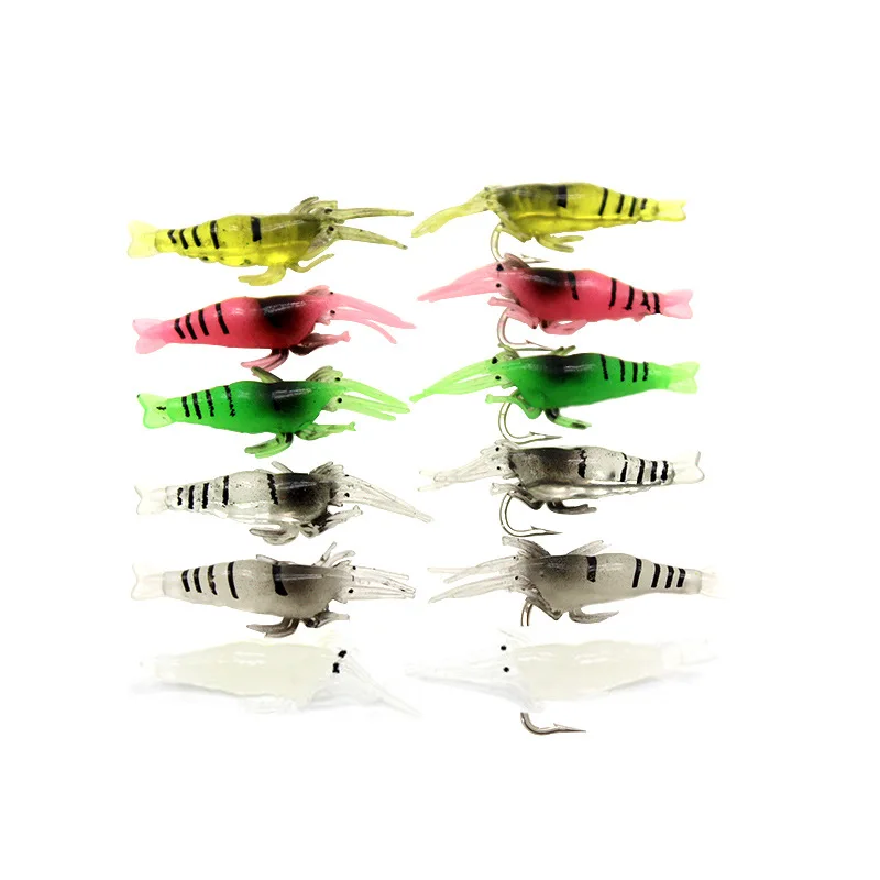 

HiUmi Artificial Soft Shrimp Lure Worm For Fishing Bait Hook Sharp Crankbait Lures Silicone Shone Prawn Bait Pesca