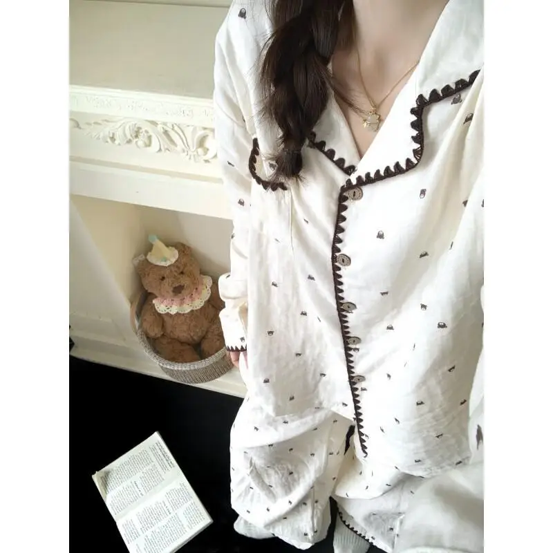 

Комплект с длинными рукавами и длинными брюками, трансграничная оптовая продажа, пижамы для женщин, весна-осень, можно носить на улице, элитные комплекты домашней одежды