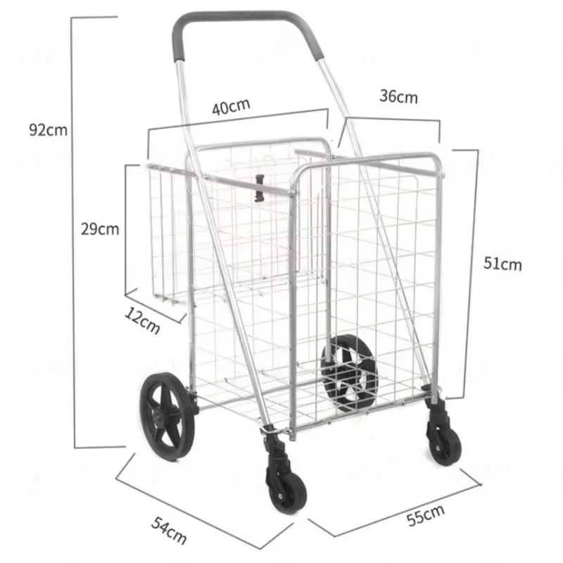88L Large Capacity Foldable Shopping Trolley, 45KG Load Carbon Steel Frame, PU Wheels for Grocery, Market & Stair Climbing
