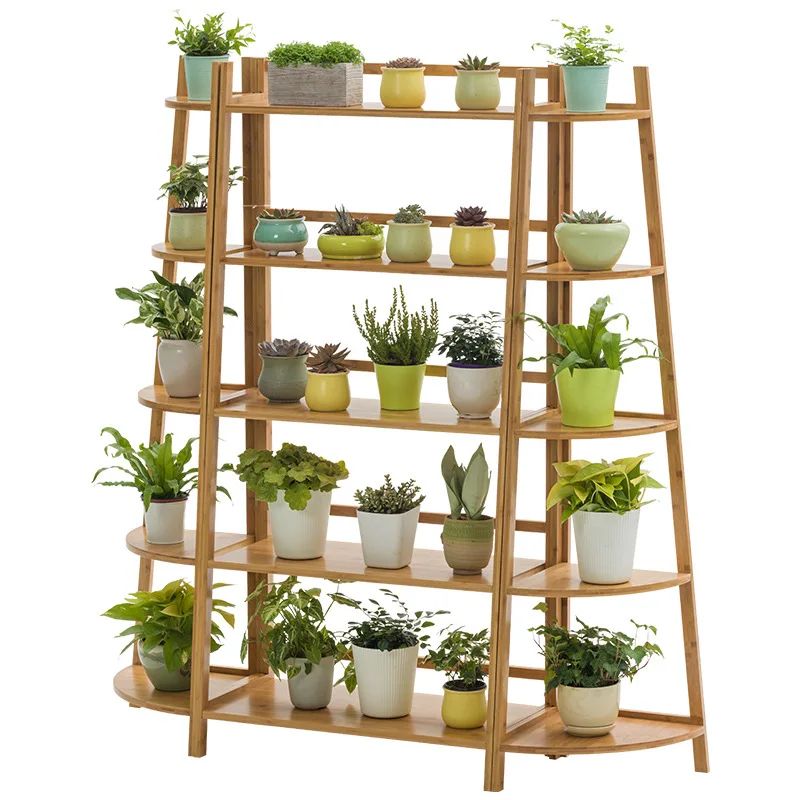 

Balcony flower rack flower pot plant rack movable living room hall indoor wooden floor thickening