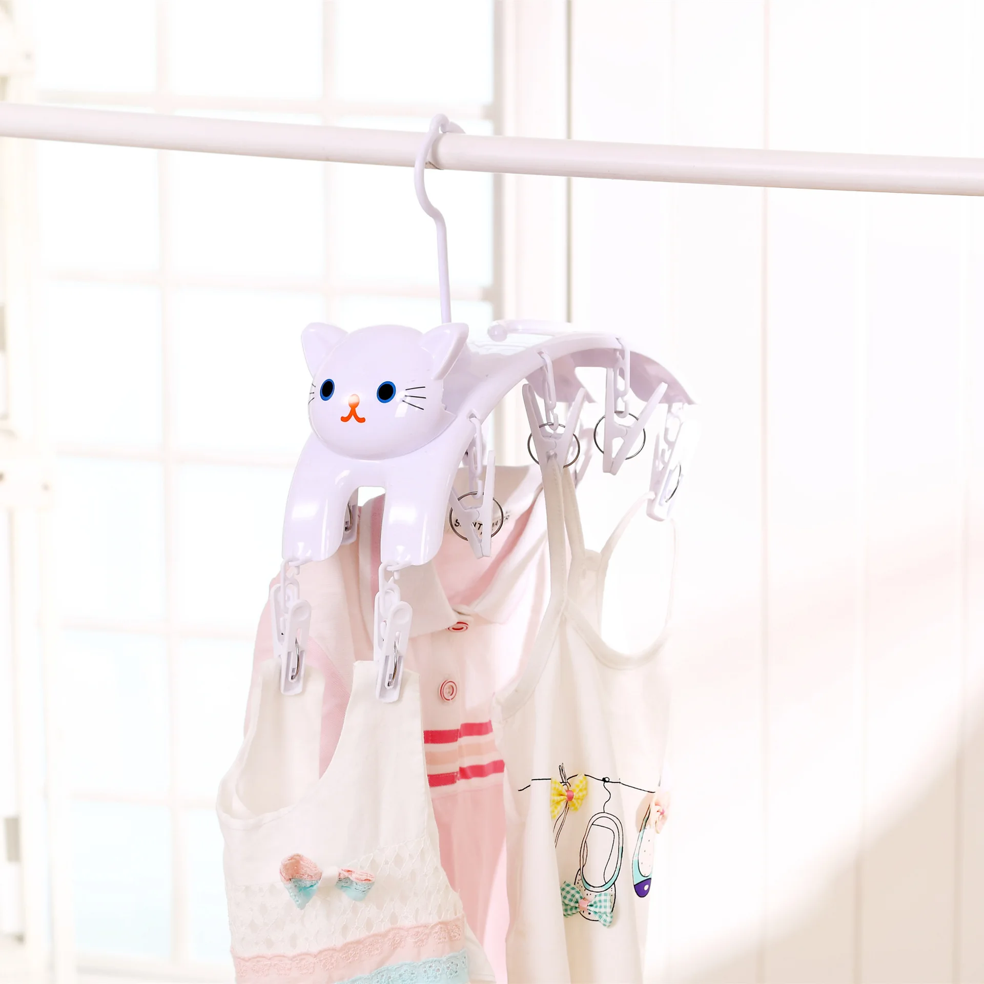 Cartoon Cat Drying Rack Windproof Drying Hanger Home Bra Underwear Socks Non-slip Hanger Children Adults Wardrobe Storage Rack