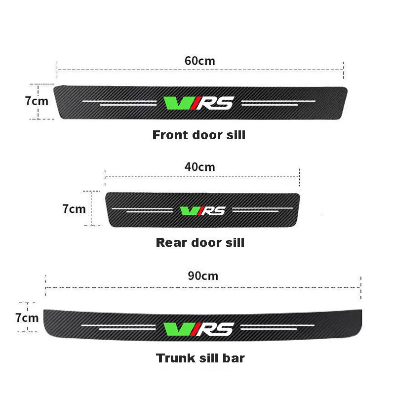 Fiber Car Door Threshold Sill Protector Trunk Stickers  For Vrs Grill sport Skoda Octavia Kamiq Kodiaq Karoq RS Superb Fabia