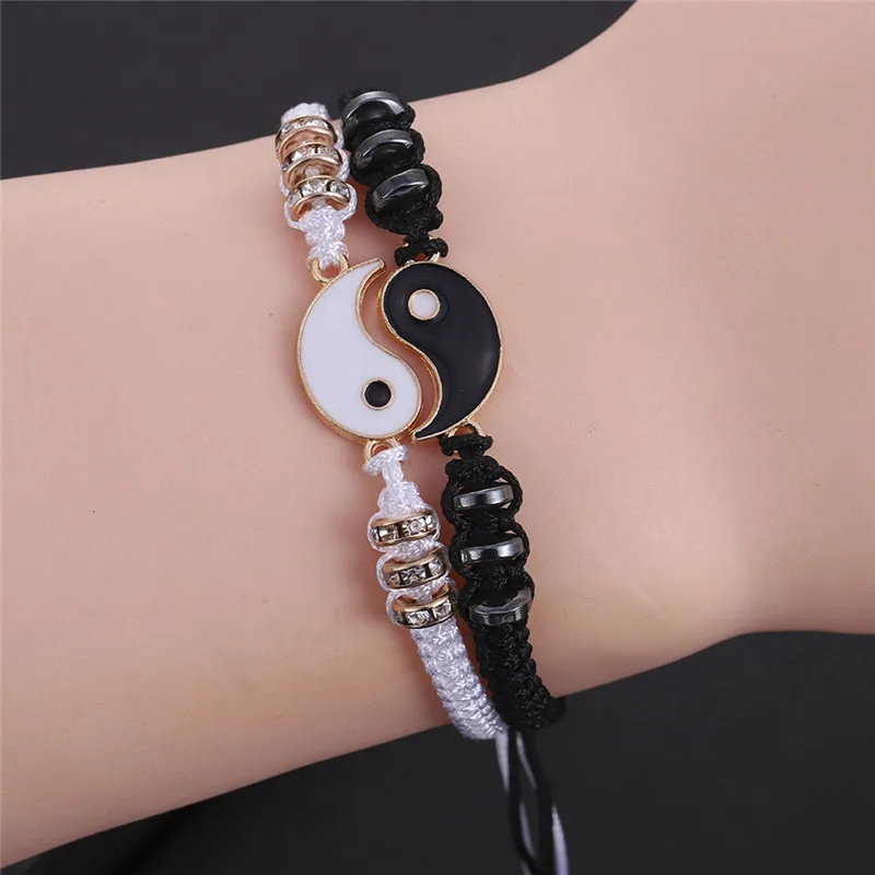 1 Pc coppia braccialetto cinese retrò Tai Chi Gossip Banish Bad Luck corda intrecciata a mano BFF Best Friend Friendship Jewelry