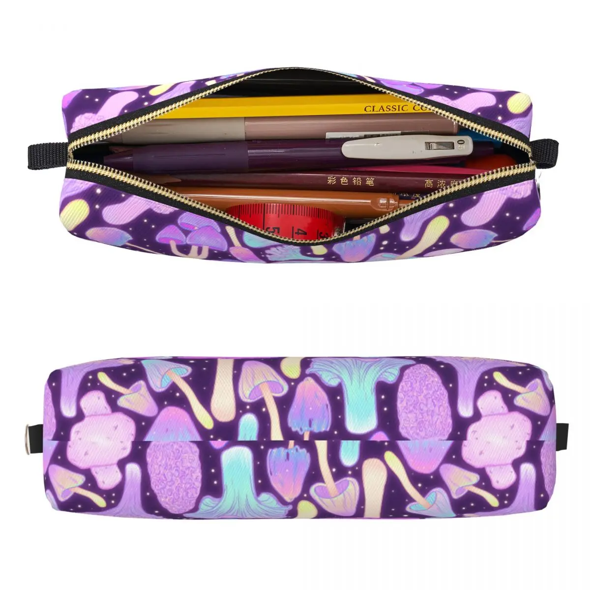 Psychedelic Mushroom Pencil Case Fun Pen Box Bags Kids Big Capacity School Supplies Cosmetic Pencil Pouch
