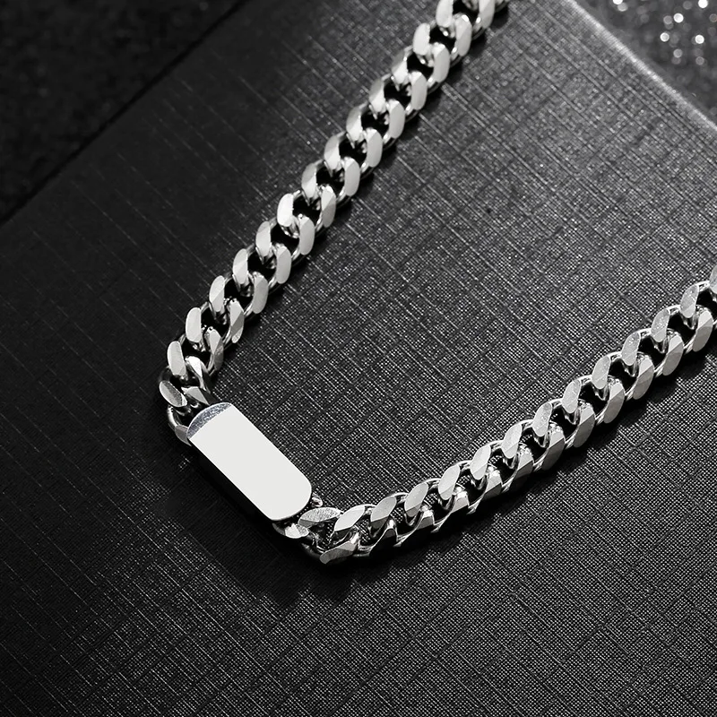 Titanium Steel Necklace, Cuba Chain Necklace Hip-hop Men's Titanium Steel Chain Simple Casual Men's Vegetarian Chain Jewelry