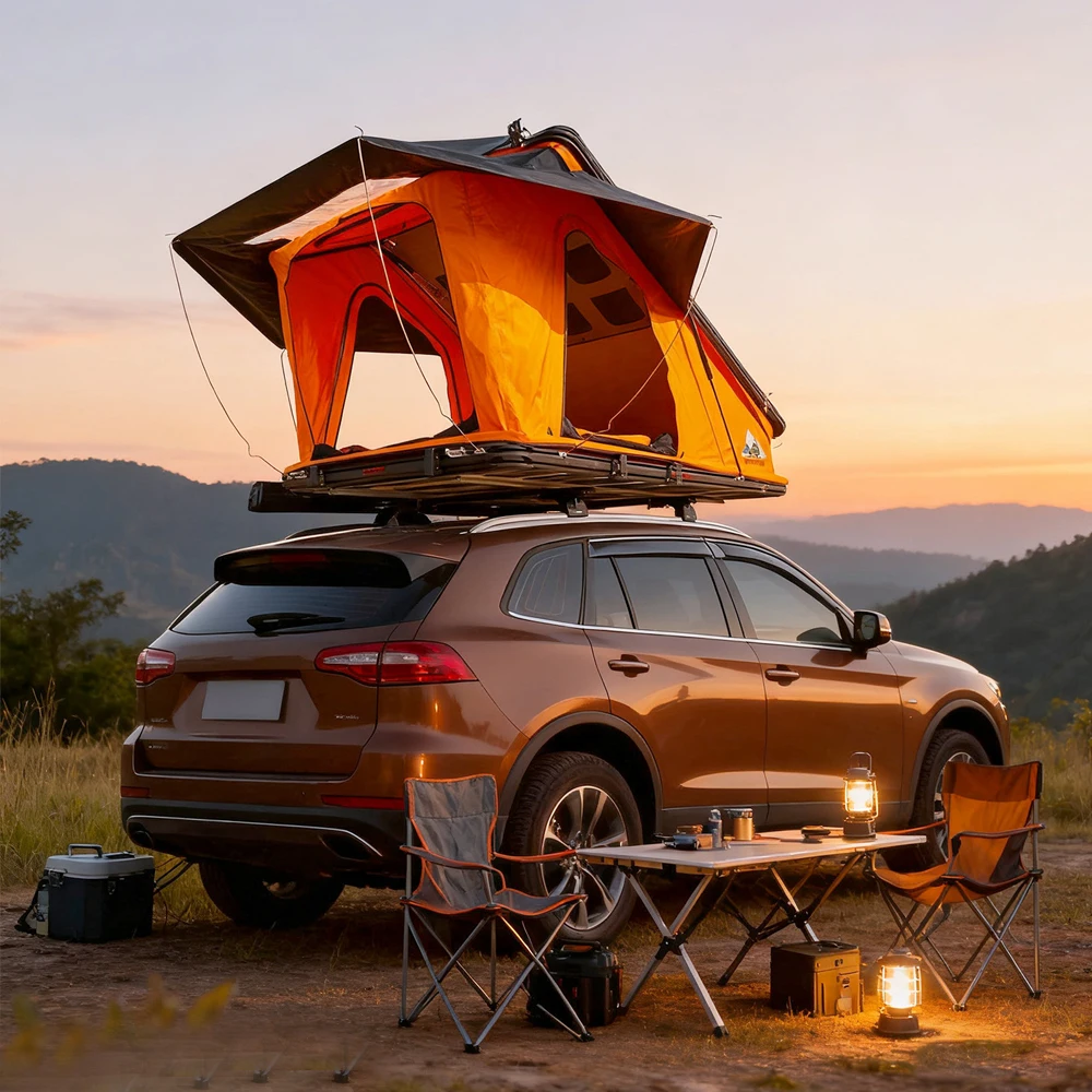 

Outdoor Tents Hard Cover Roof Top Tent Factory Price Light Weight Rooftop Tent Aluminum Camping Car Roof Tent 4 People Hard