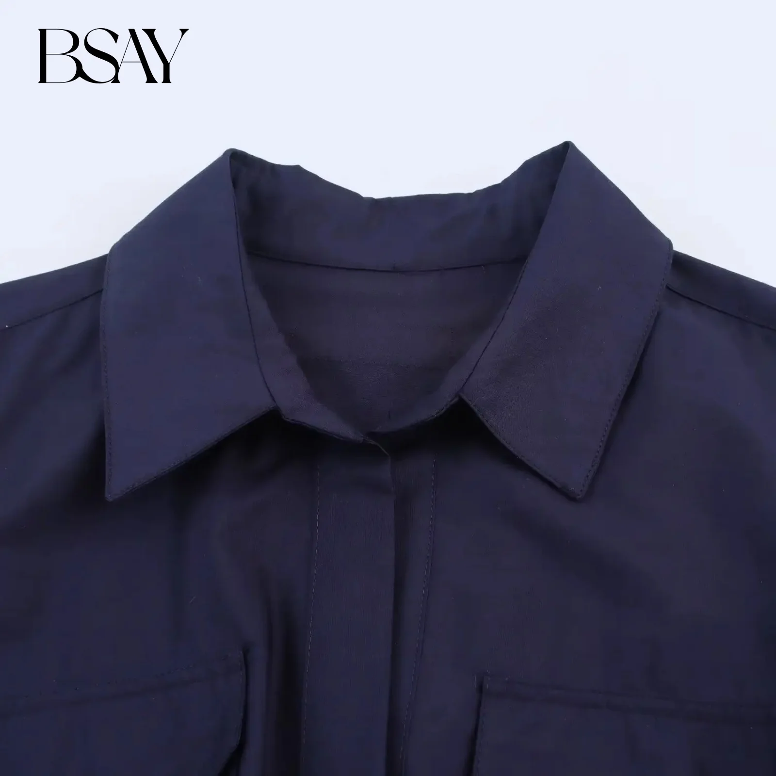 BSAY Poplin Jurk voor Dames Mode Herfst Nieuwe Shirt Stijl Lange Mouwen Single-breasted Revers Frankrijk Vrouwelijke Avondjurken
