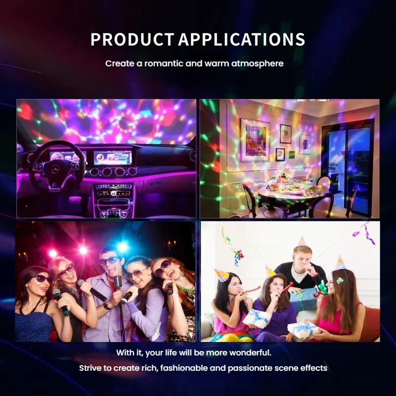 جهاز عرض USB صغير متعدد الألوان ضوء ليلي للمنزل وغرفة النوم ديكور الحفلات ديسكو ضوء غرفة الاطفال الديكور حفلة عيد الميلاد