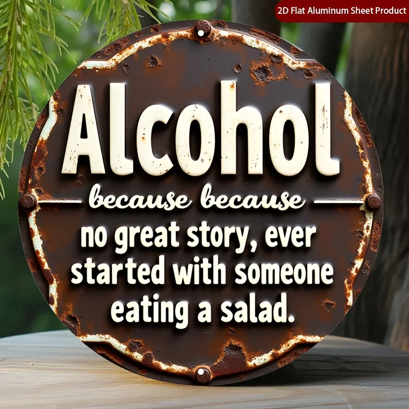 2D Flat, 1pc Funny Alcohol Saying Metal Wall Decor - Vintage Drinking Quote Sign with 