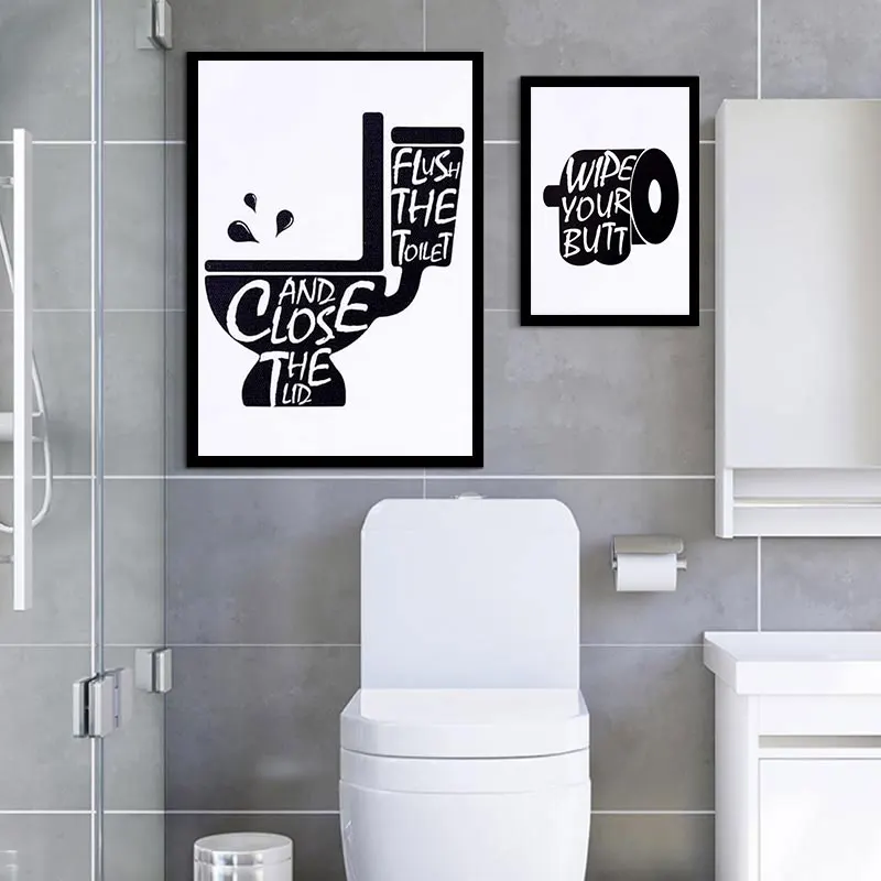 

Bathroom Decor Wall Art Print Canvas Painting Funny Toilet Quotes Wall Art Poster Abstract Picture Bathroom Room Home Decoration