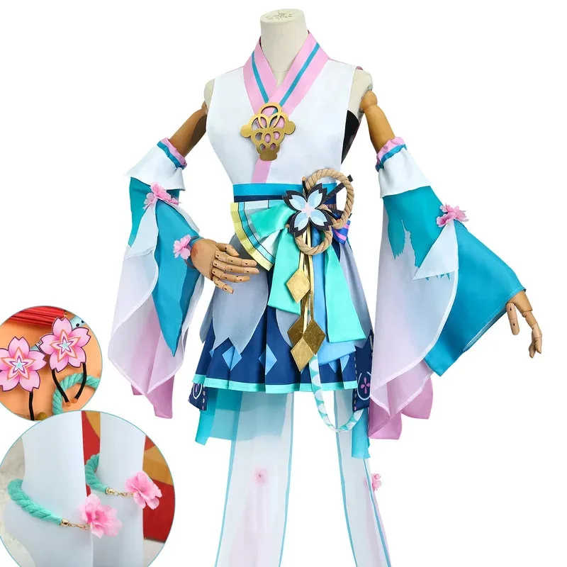 dd12Anime Costume Game Onmyoji X Linkage SSR Full Set Miku Cosplay Dress Wig Shoes Uniform Outfit Props Hallow