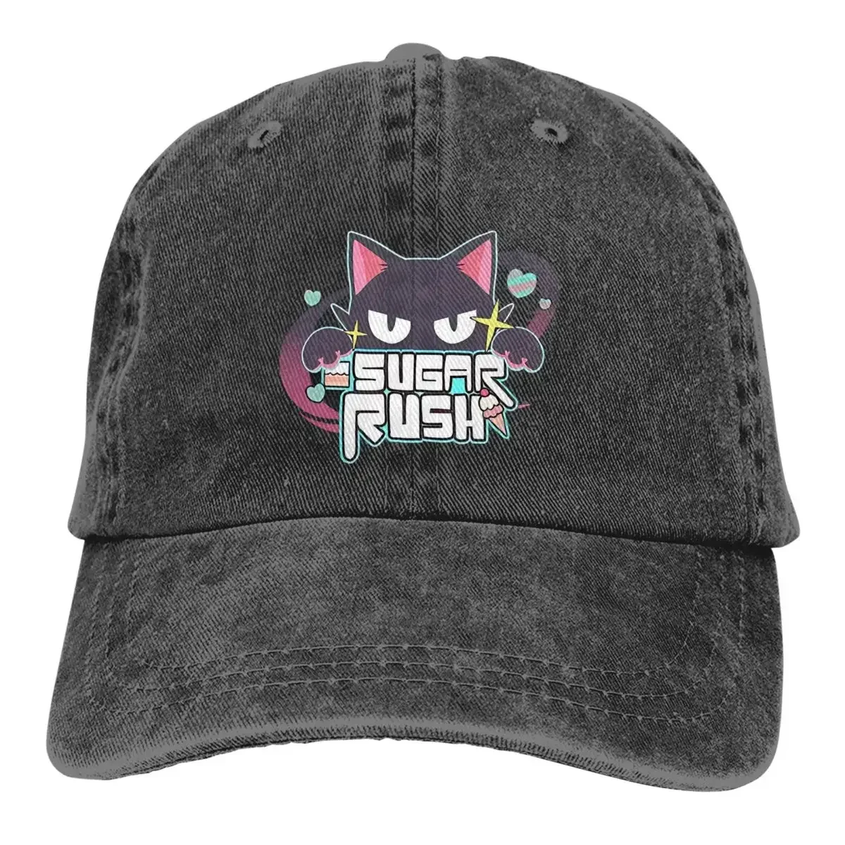 

Casual Anime Sugar Rush Baseball Cap Men Women Distressed Washed Snapback Hat Funny Manga Outdoor Activities Hats Cap