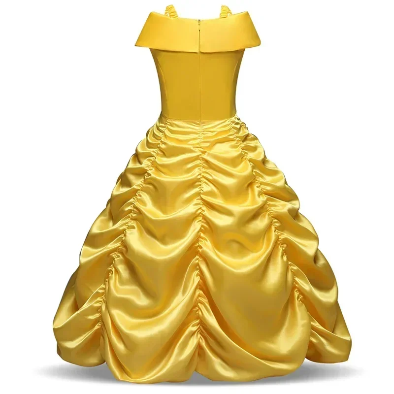 Kids Princess Dress Belle Costume Children Halloween Birthday Party Elegant Gown Flower Clothing Fancy Girls Disguise Outfits