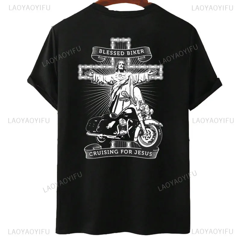 Jesus Modal T-Shirt neue Schwarzes T-Shirt Tops Old School Biker Eisen Kreuz Schädel Kreuz dk109 Fahrt zu leben Motorrad T-Shirt