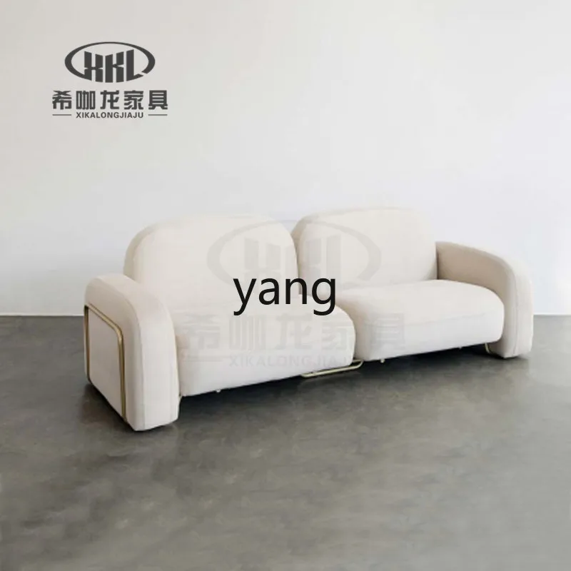 LTT， Italian light luxury living room beauty salon reception sofa modern simple metal fabric sofa