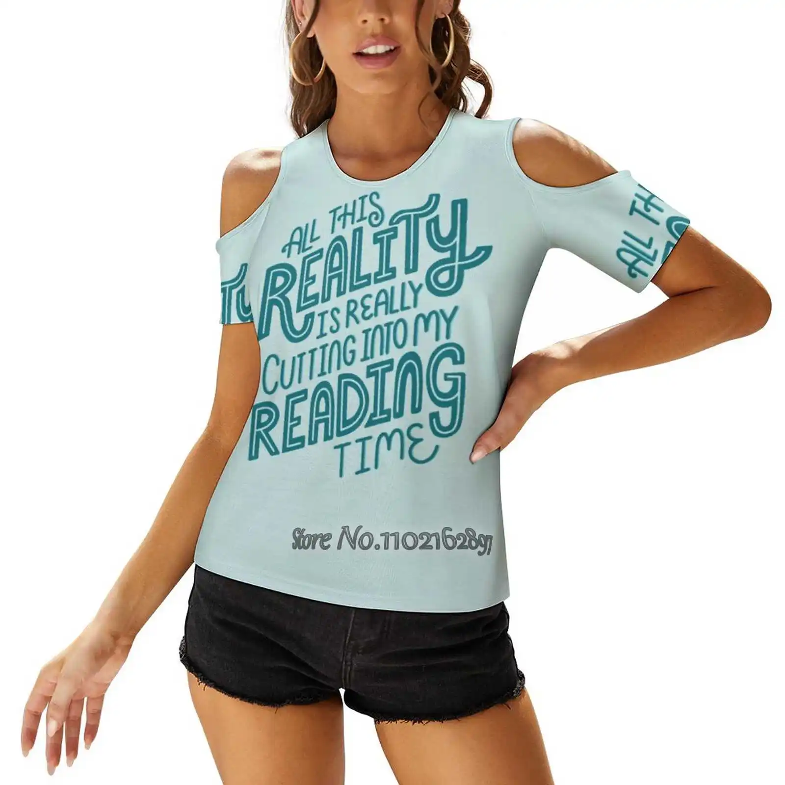 Reality Vs. Reading Book Nerd Quote Lettering Women Print T-Shirt Summer Casual Tops Streetwear T Shirt Korean Tops Read Reader