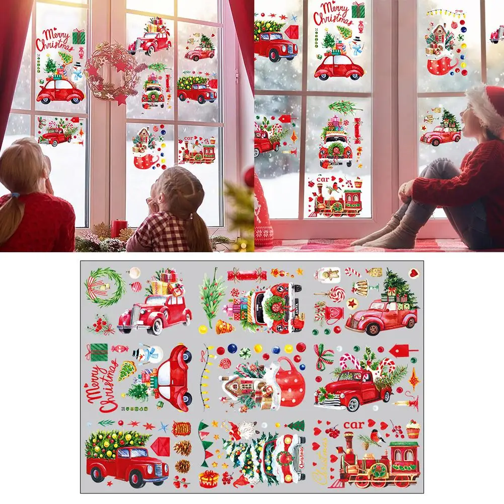 Christmas Window Stickers Christmas Decorations For Home 2024 Christmas Wall Sticker Kids Room Wall Decals Navidad New Year K0x7