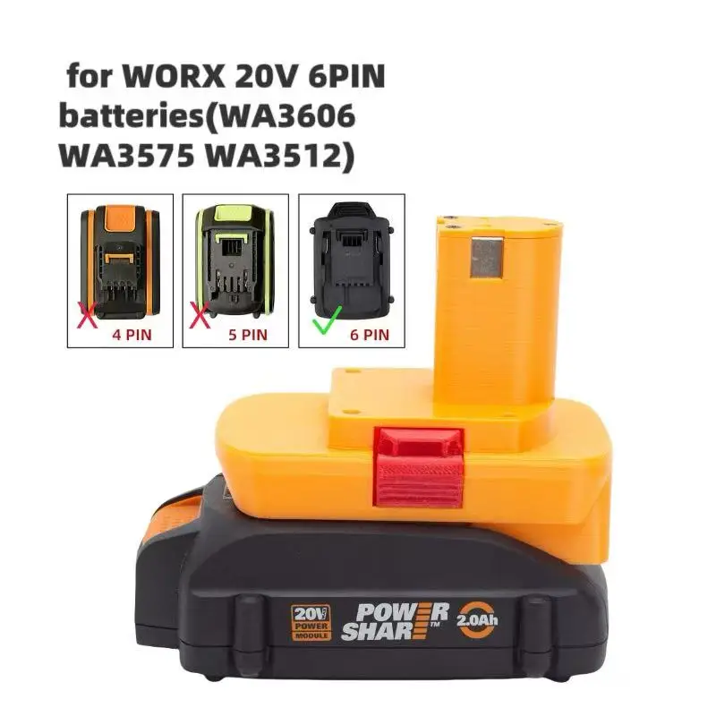 

Адаптер аккумулятора шуруповерта для Worx 20 в 6-контактного литий-ионного аккумулятора заменить на Ryobi One 18 в преобразователь (только адаптер)