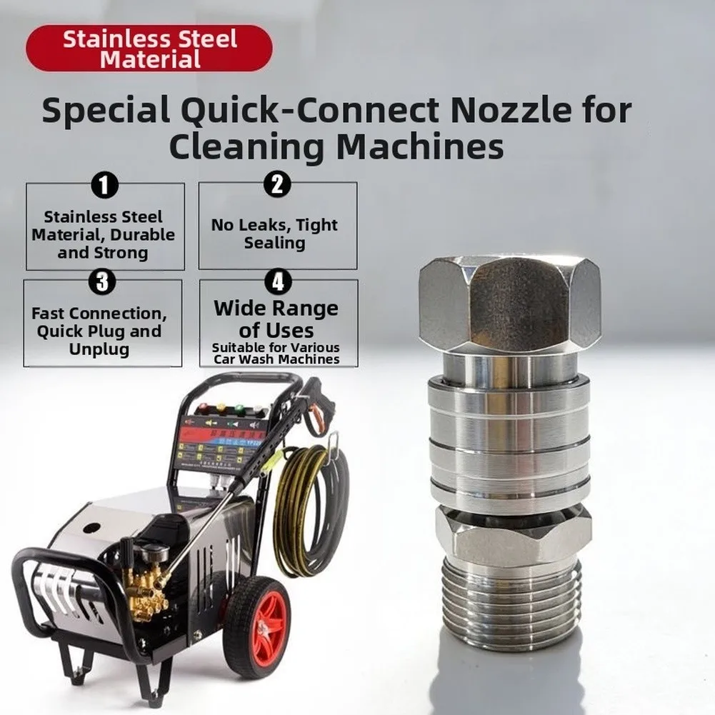 Car Wash For M22 Quick Connect Water Outlet Stainless Steel 1/4 Inch Male And Female Adapter For Cleaning Machine Accessories