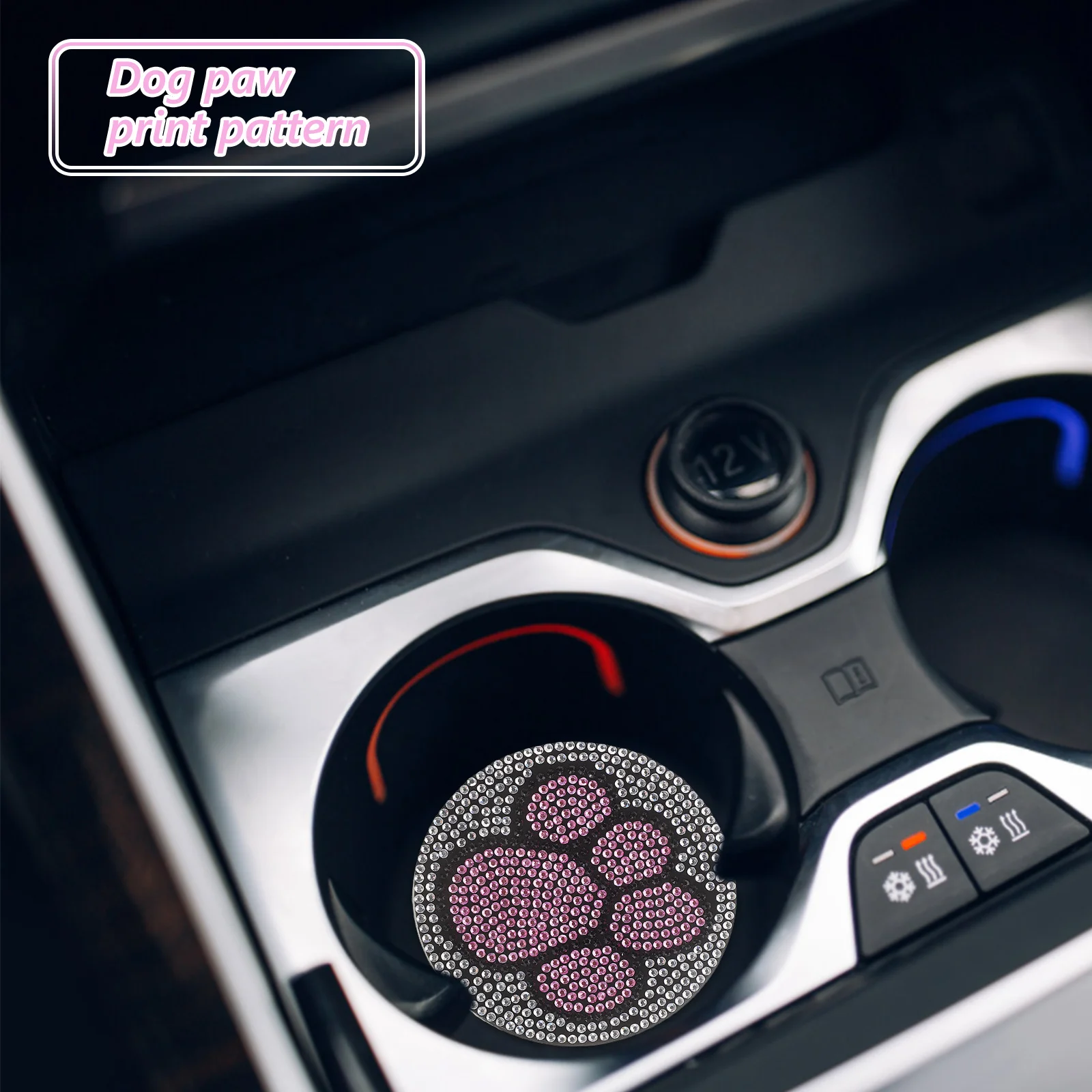 

Fashionable Rhinestone Car Cup Coaster Nonslip PVC Durable Car Accessories Interior Cup Holder Coaster Waterproof