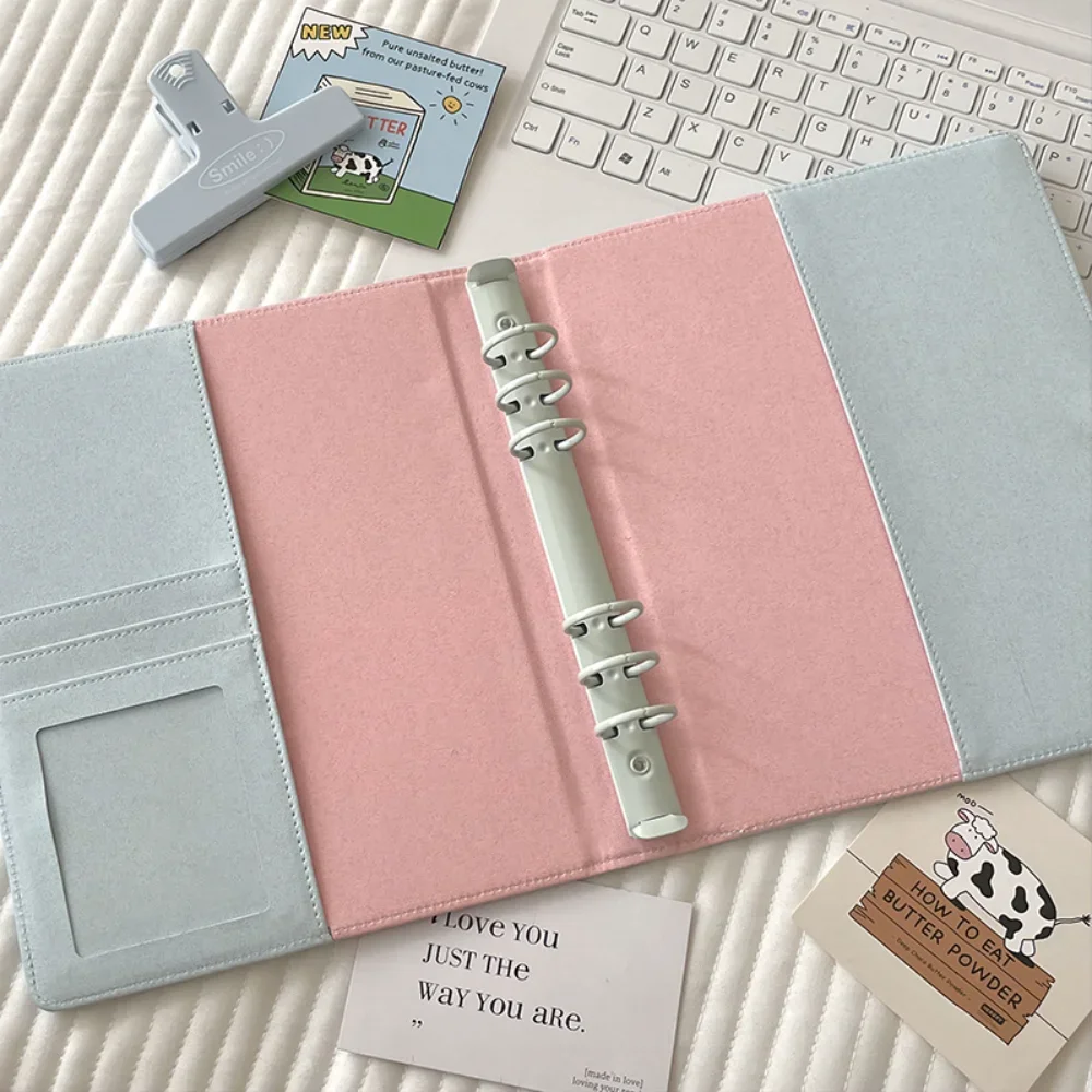 Candy Color A5 Kpop Binder Photocards Holder Cover PU Leather Loose-leaf Collect Book Photo Cards Album Storage Book Stationery