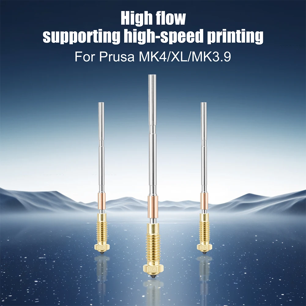 Untuk Prusa MK4/XL/MK3.9 Nozel Hotend yang Ditingkatkan Semua Logam Nozel Baja Satu Bagian yang Diperkeras Aliran Tinggi Ketahanan Aus Tinggi Tahan Lama