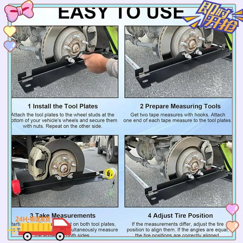 

Wheel Alignment Plate Tool Car Toe Board Wheel Alignment Tool Wheel Alignment Plate Tool With 2 Tape Black