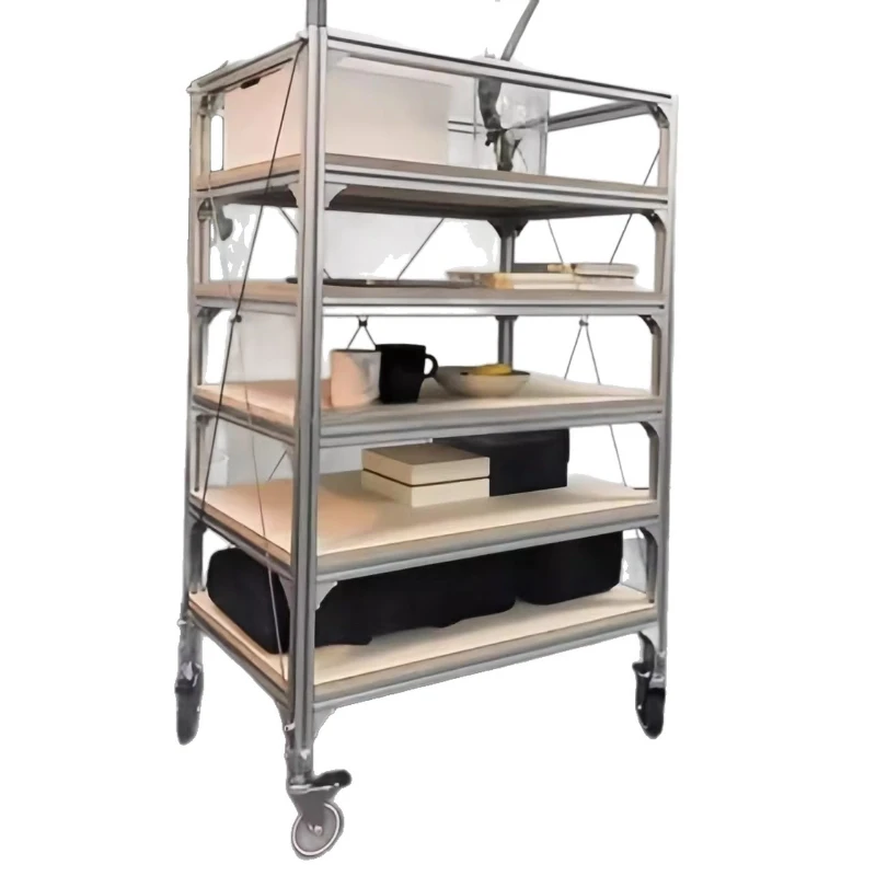 

Movable aluminum trolley rack Multifunctional shelf Household floor multi-layer storage rack