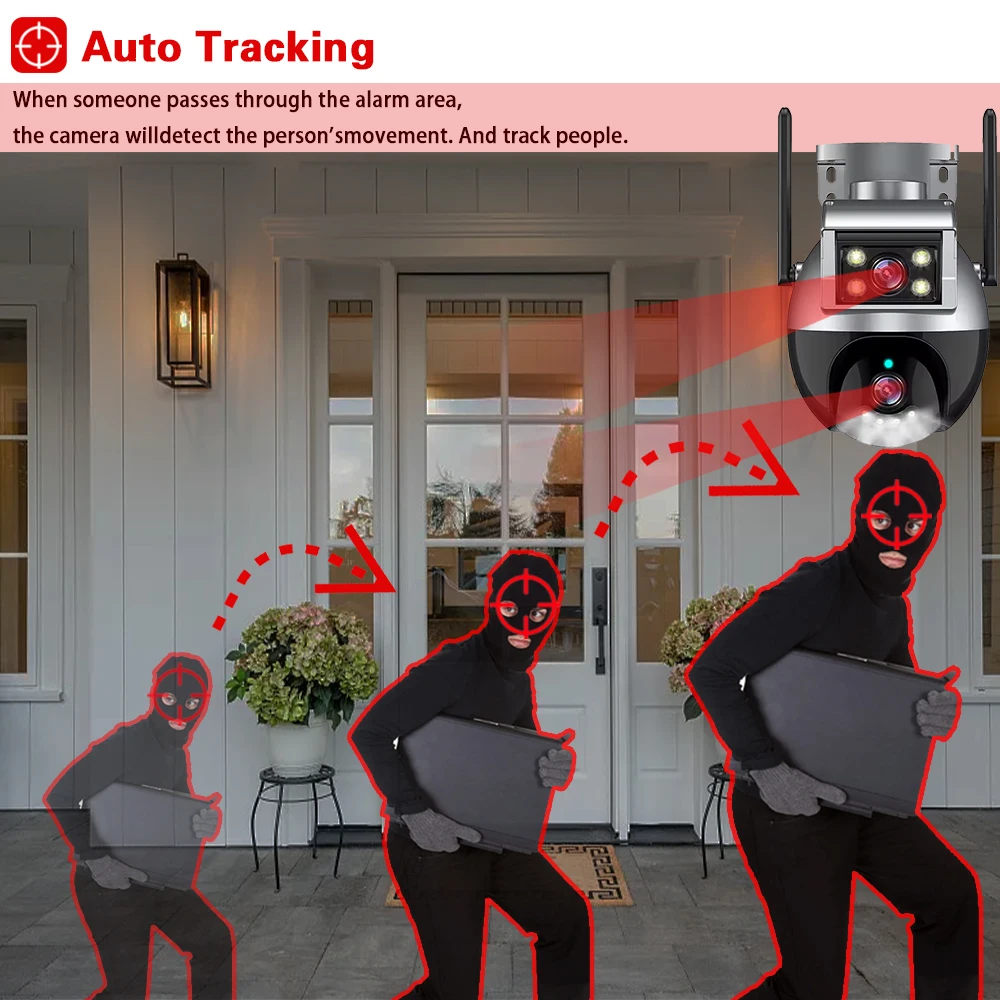 Imagem -04 - Tuya-câmera de Vigilância por Vídeo de Segurança Externa Lente Dupla Ptz Wiif Tela Dupla Rastreamento Automático 4mp 4mp 8mp Vida Inteligente