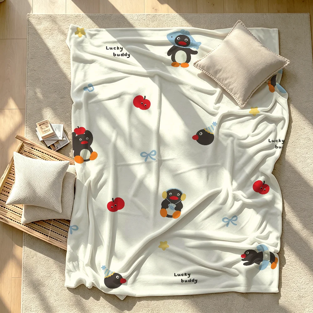 Noot P-Pingu And Friends Blanket Soft Warm And Thick Perfect For Bedroom Living Room Bed Sofa Camping Picnic Office Gift