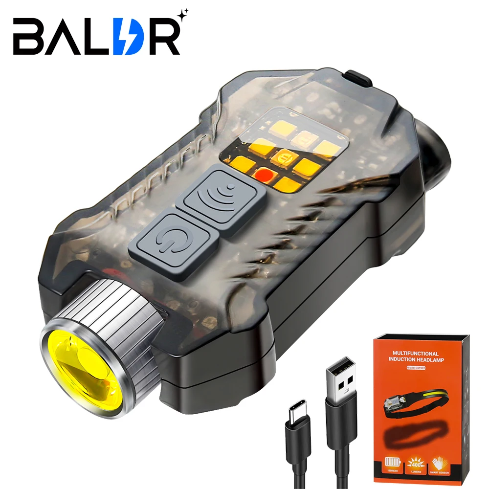 BALDR-linterna frontal de carga tipo C, minillavero multifuncional magnético, extraíble, luz LED portátil de emergencia