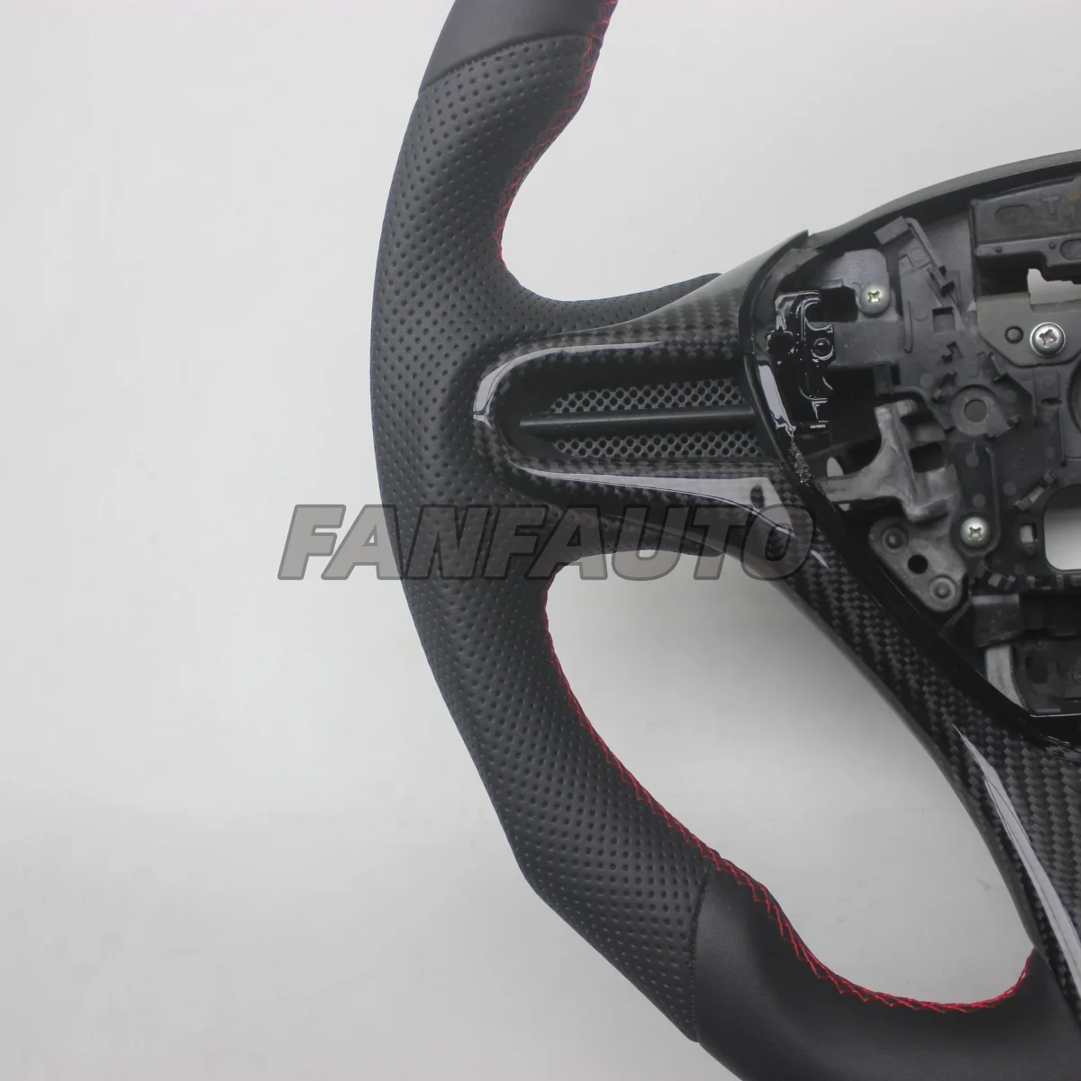 Custom Replacement D Shape for Honda City Fit Jazz 2009-2014 Real Carbon Fiber Steering Wheel with Leather