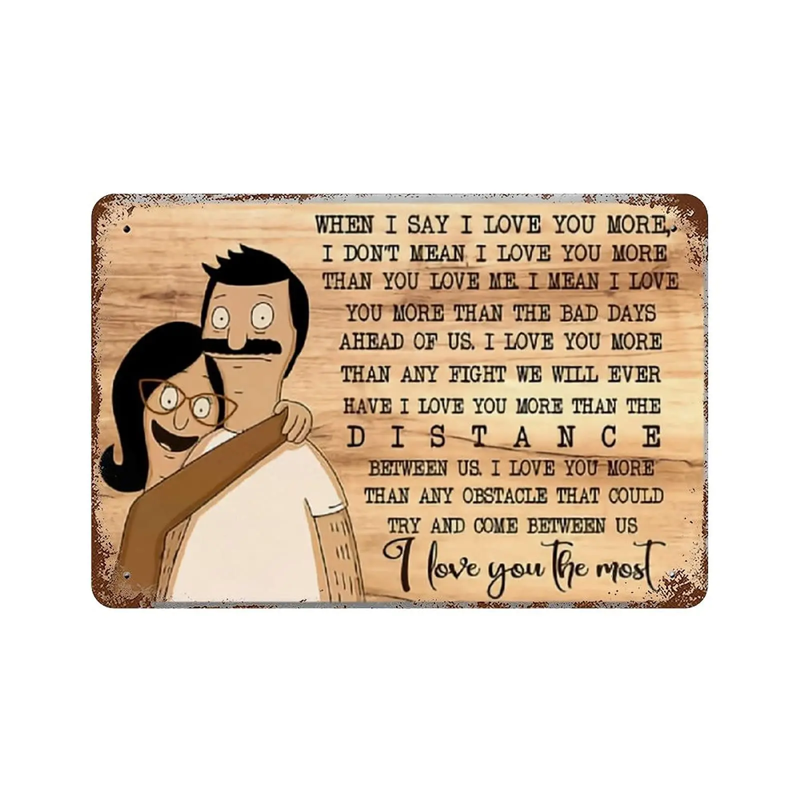 Metal Tin Sign For Bobs Burgers Bob and Linda I Love Vintage Wall Decor for Bars Restaurants Cafes Pubs 12x8 Inch sign