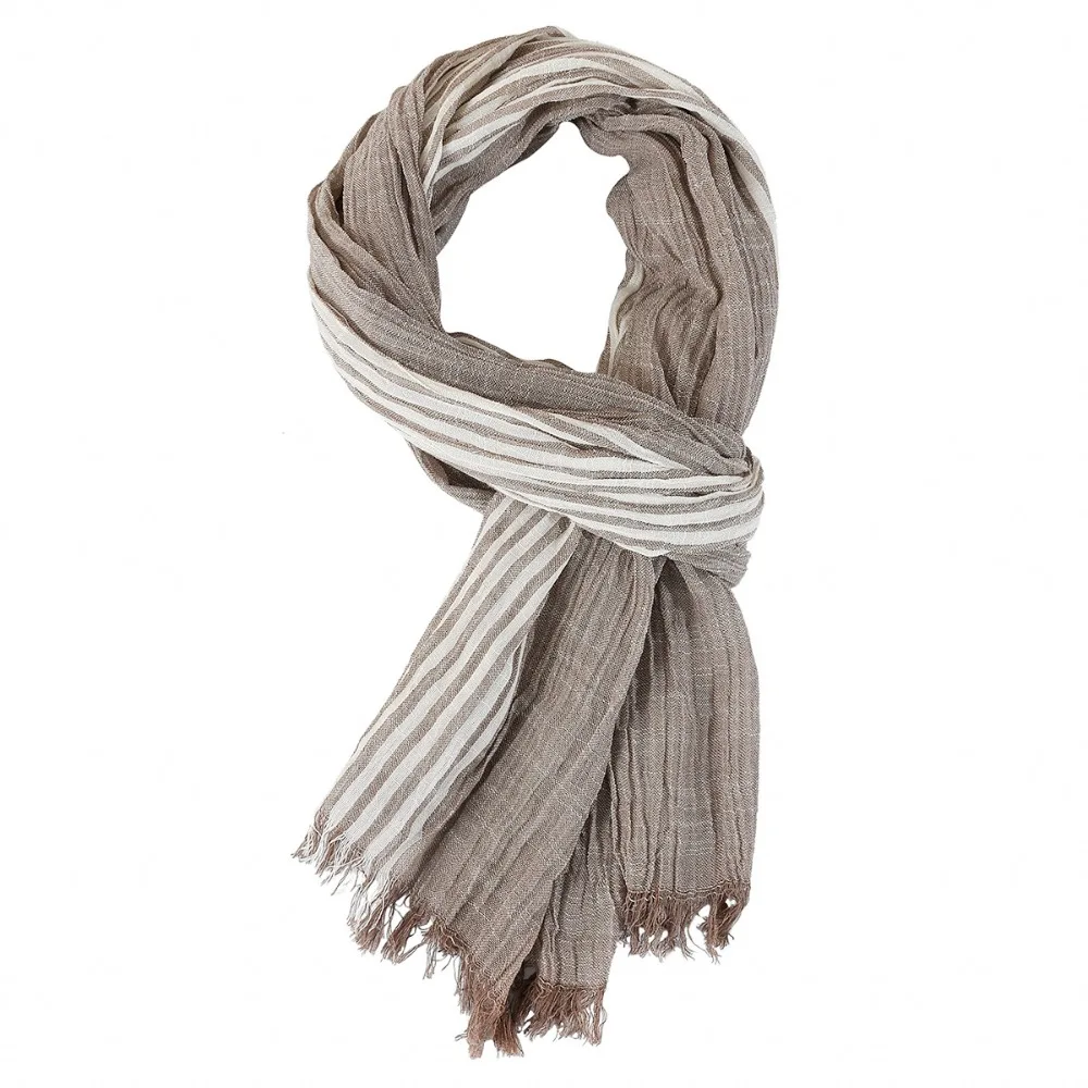 

Male Accessories Cotton Linen Yarn-dyed Winter Men's Scarf Tassel Soft Thin Men's Scarves Striped Long Shawl Autumn Winter Warm