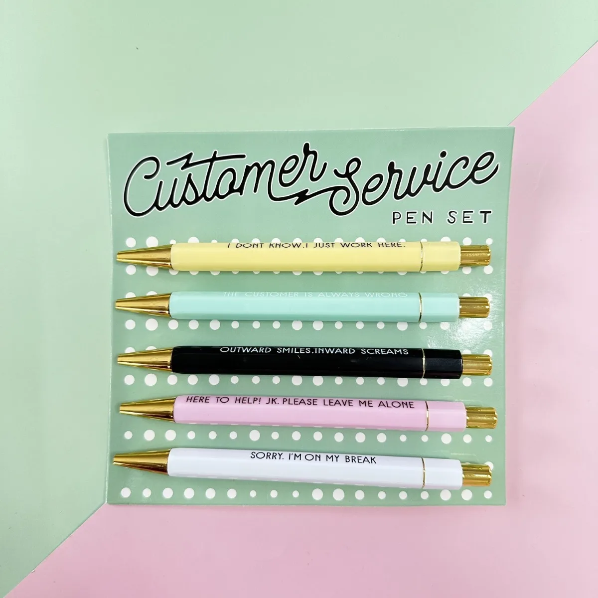 A Set of 5 Humorous Ballpoint Pens with A Theme Centered Around Customer Service, Perfect for Painting, Diary Keeping
