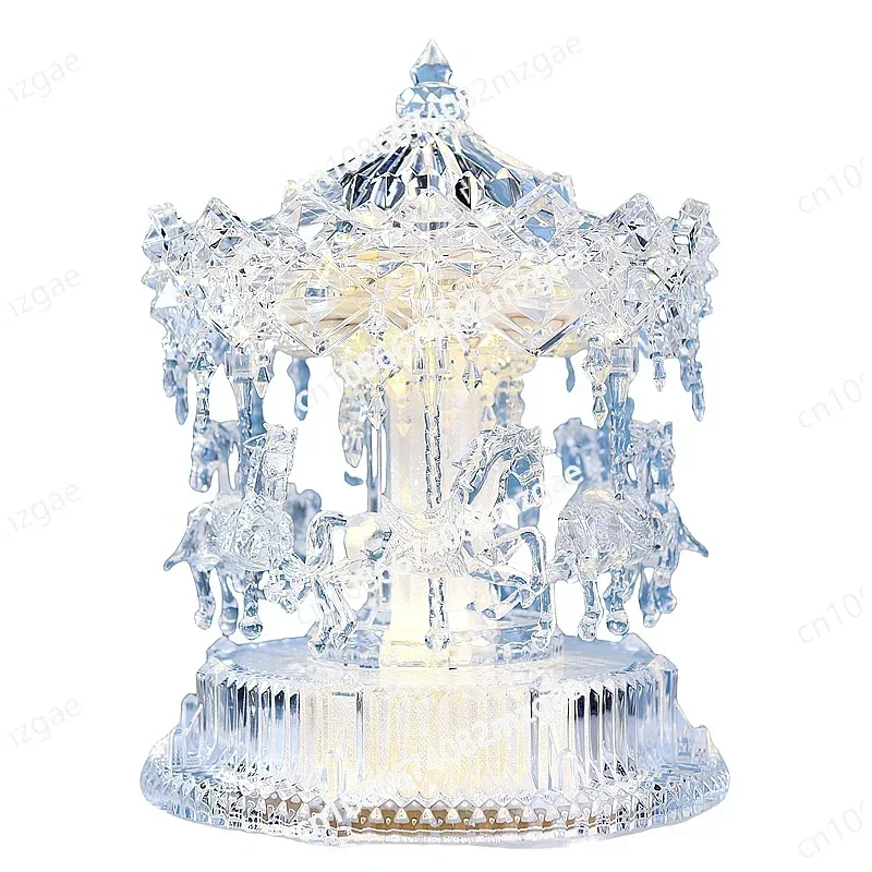 Carousel Music Box, Light Crystal Texture, Birthday and Christmas Gift, High-end Feel for Girls and Children